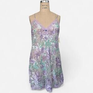 Vintage 90s Floral Slip Dress L Fairy Digital Floral whimsy boho regency